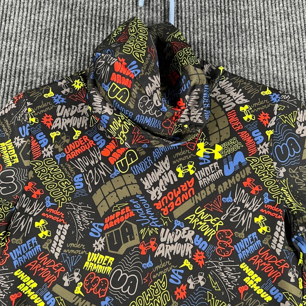 Under Armour Hoodie Sweatshirt Youth Boys Large Long Sleeve Black Loose Fit